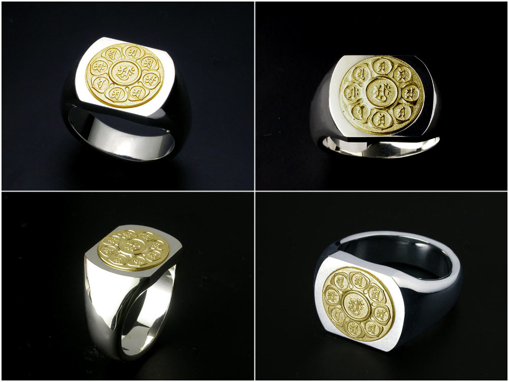 K18金で中台八葉院を表した印台リングです。